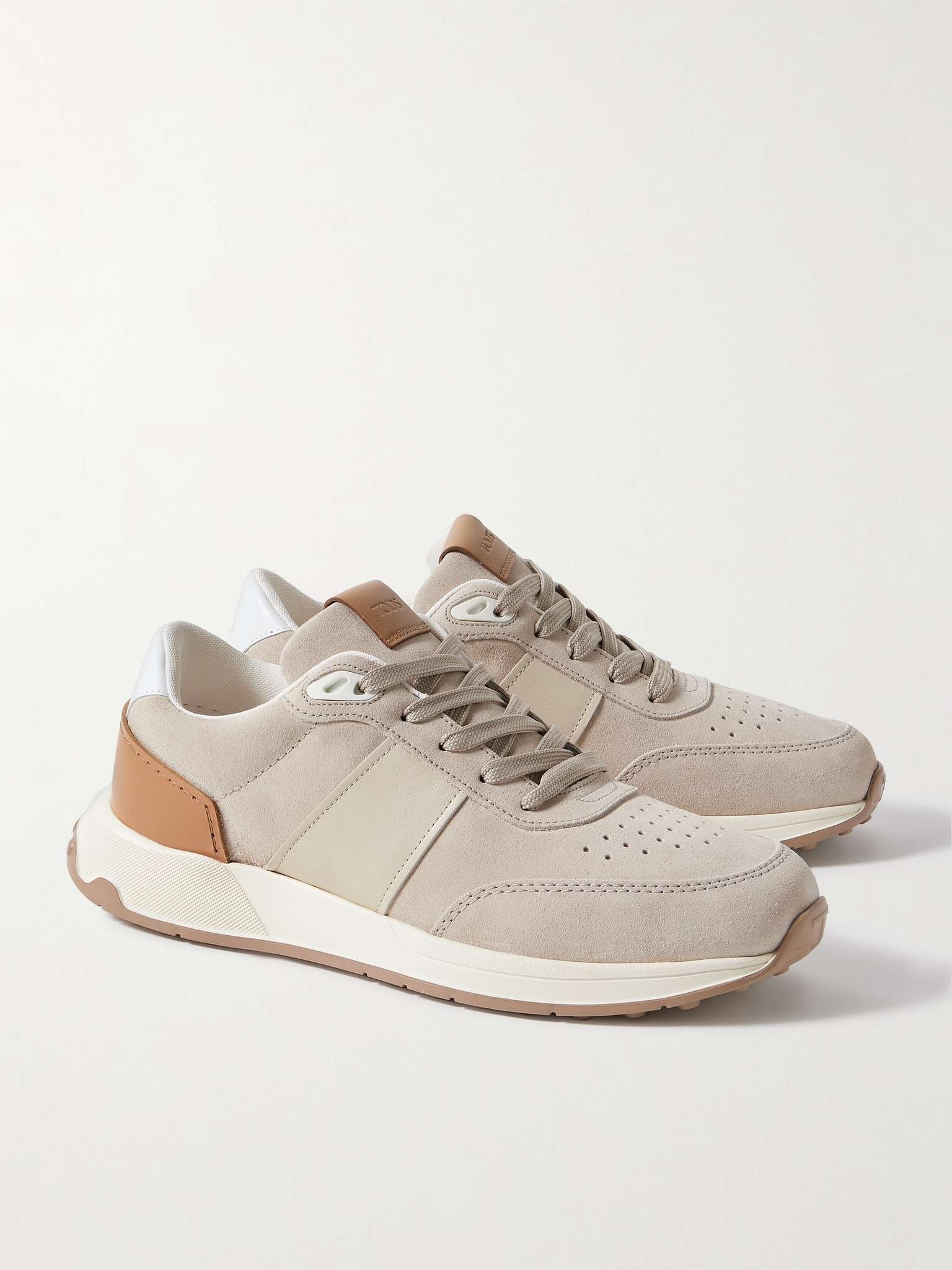 Leather-Trimmed Suede Sneakers - 4