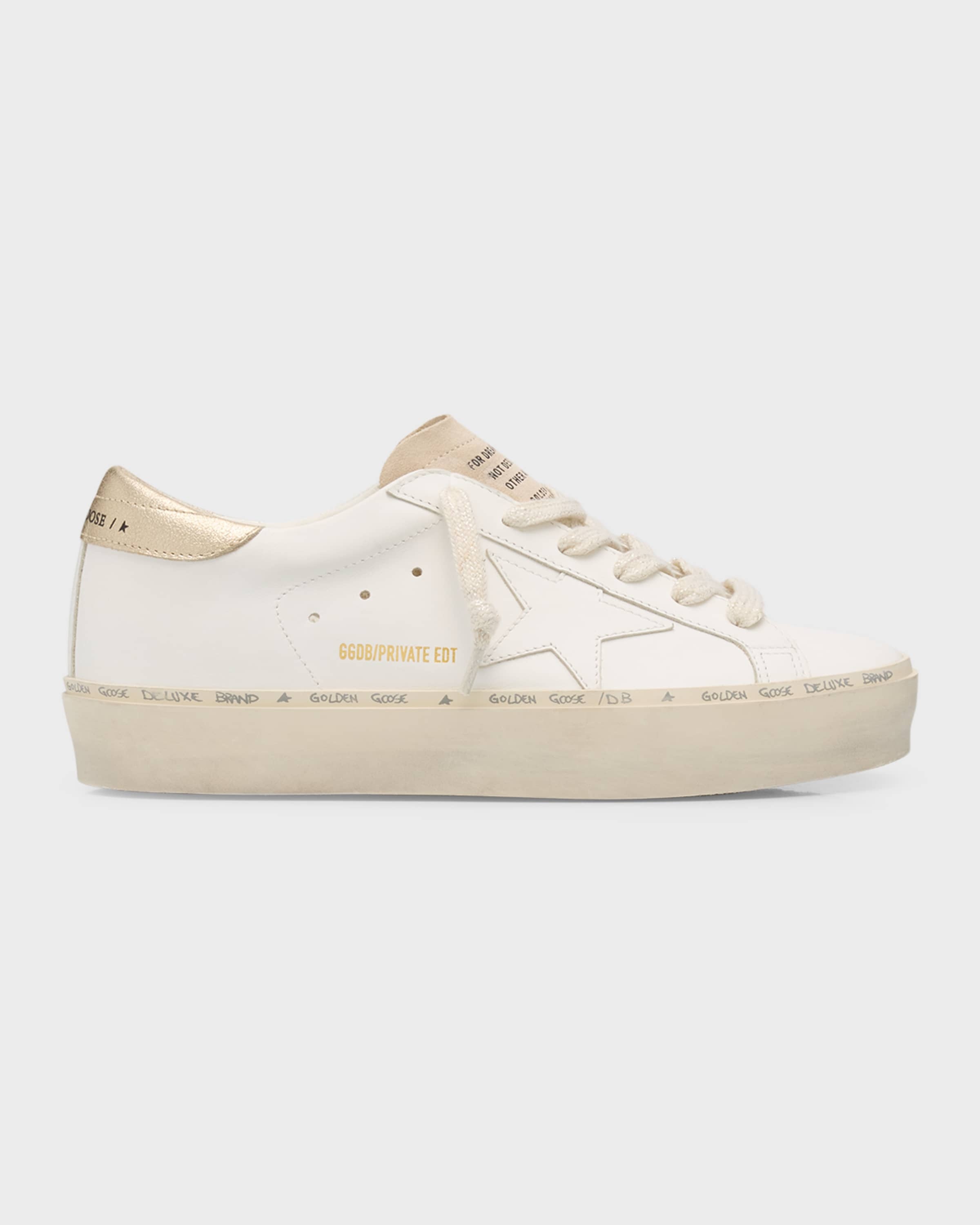 Golden Goose Hi Star Leather Metallic Low-Top Sneakers | REVERSIBLE