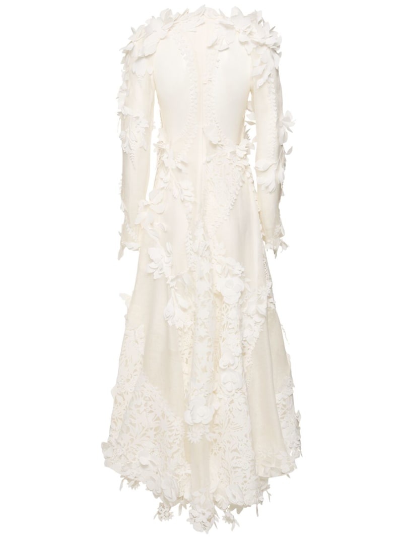 Tranquility linen & silk lace midi dress - 5