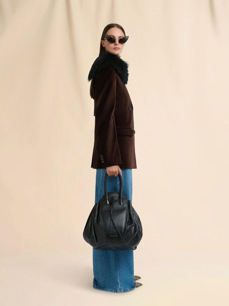 Marni BLACK LEATHER TULIPEA LARGE HANDBAG outlook