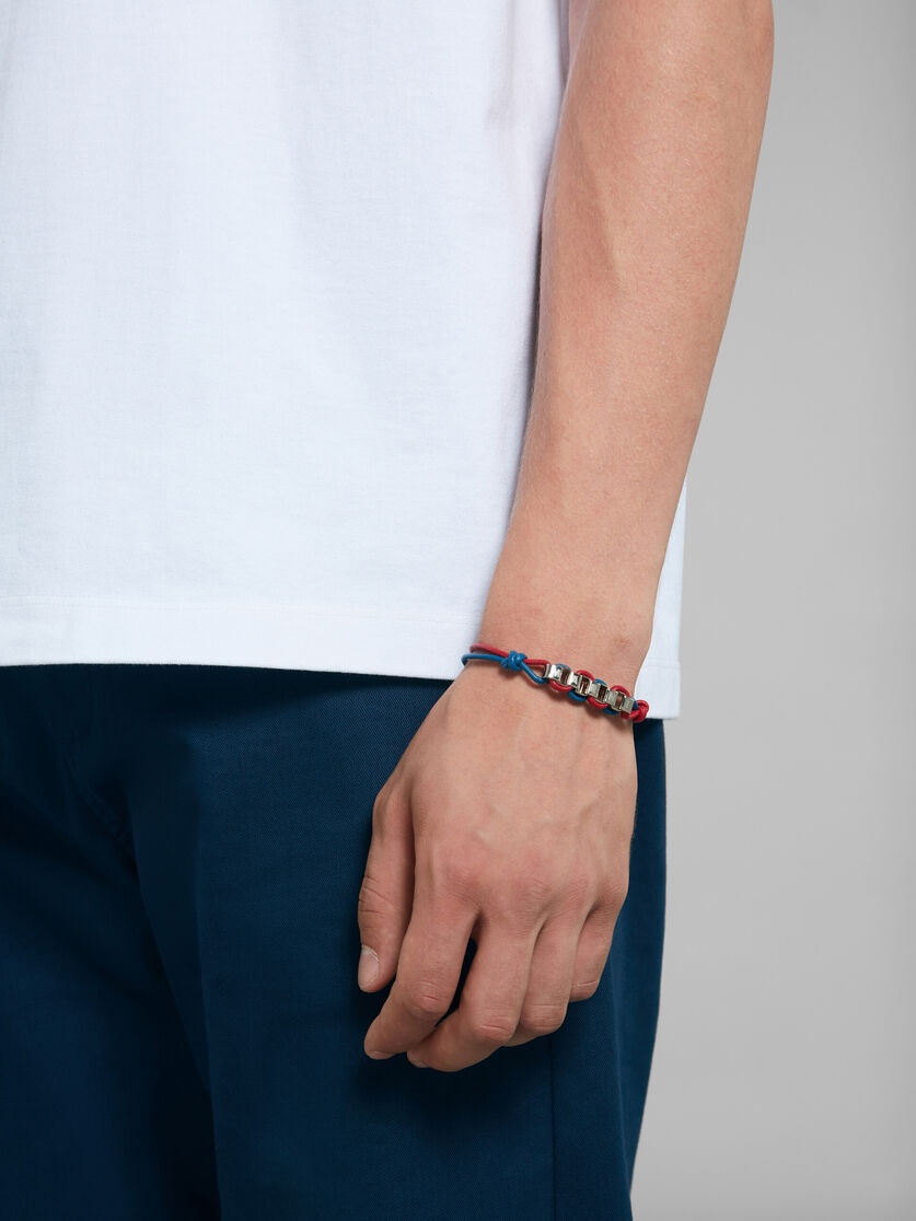 RED AND BLUE LEATHER BRACELET WITH MARNI LOGO - 2