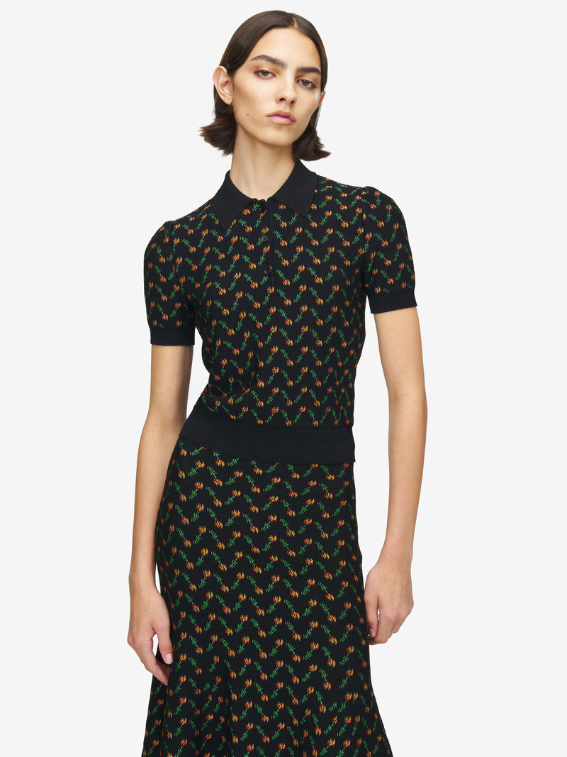 Alexander McQueen Flower Jacquard Polo Shirt outlook