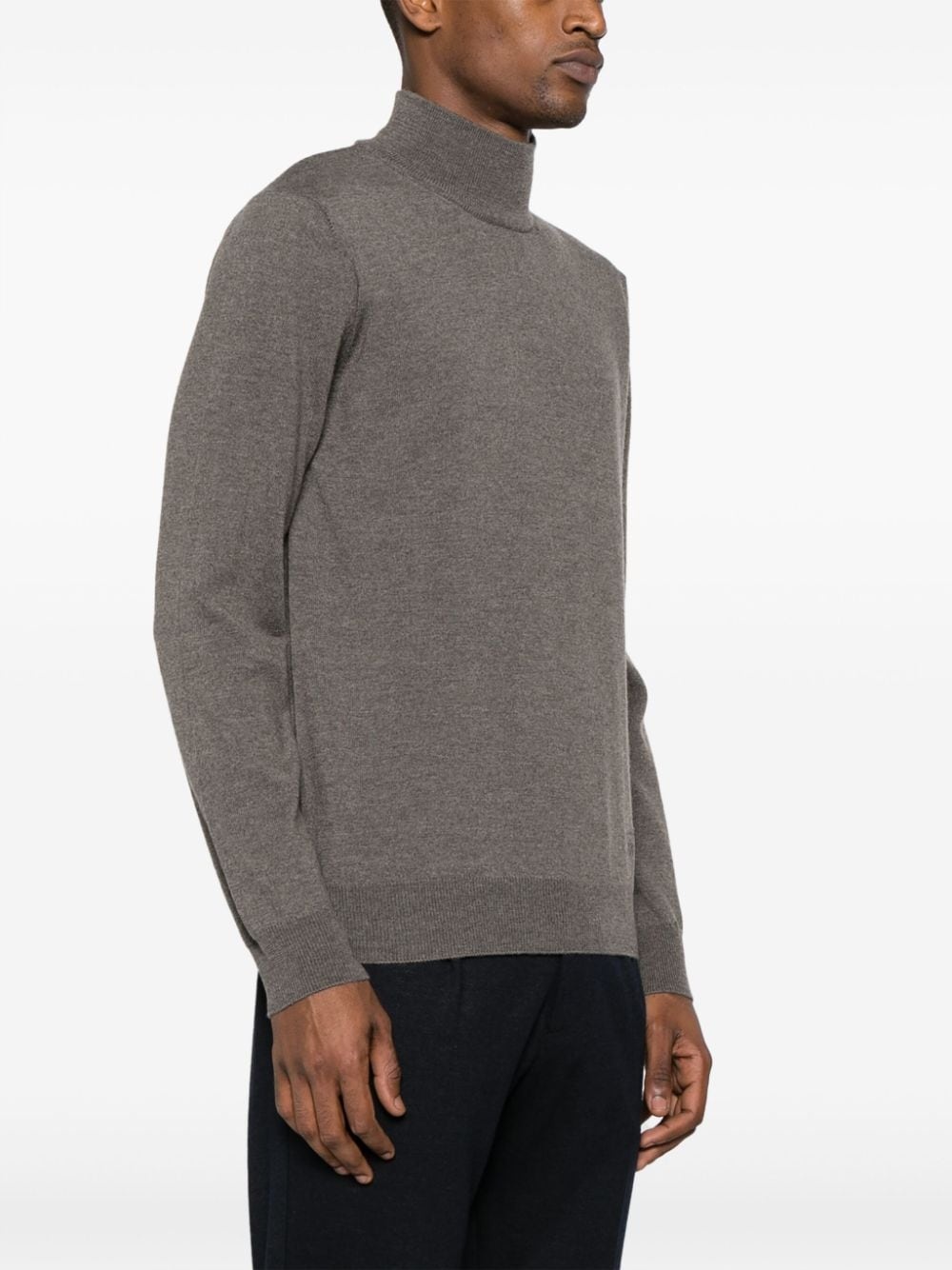 mock-neck virgin wool jumper - 3