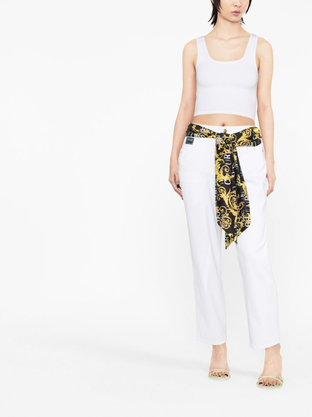 scarf-detail straight-leg jeans - 3