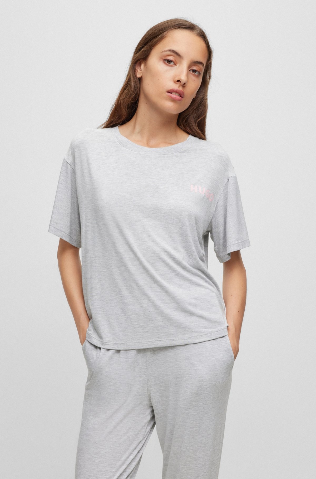 RELAXED-FIT PAJAMA T-SHIRT WITH PRINTED LOGO - 2