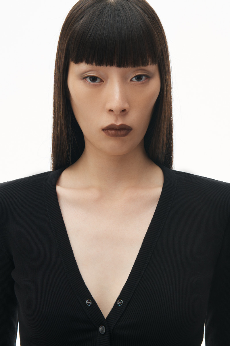 Logo Embossed Cropped V-Neck Cardigan 3