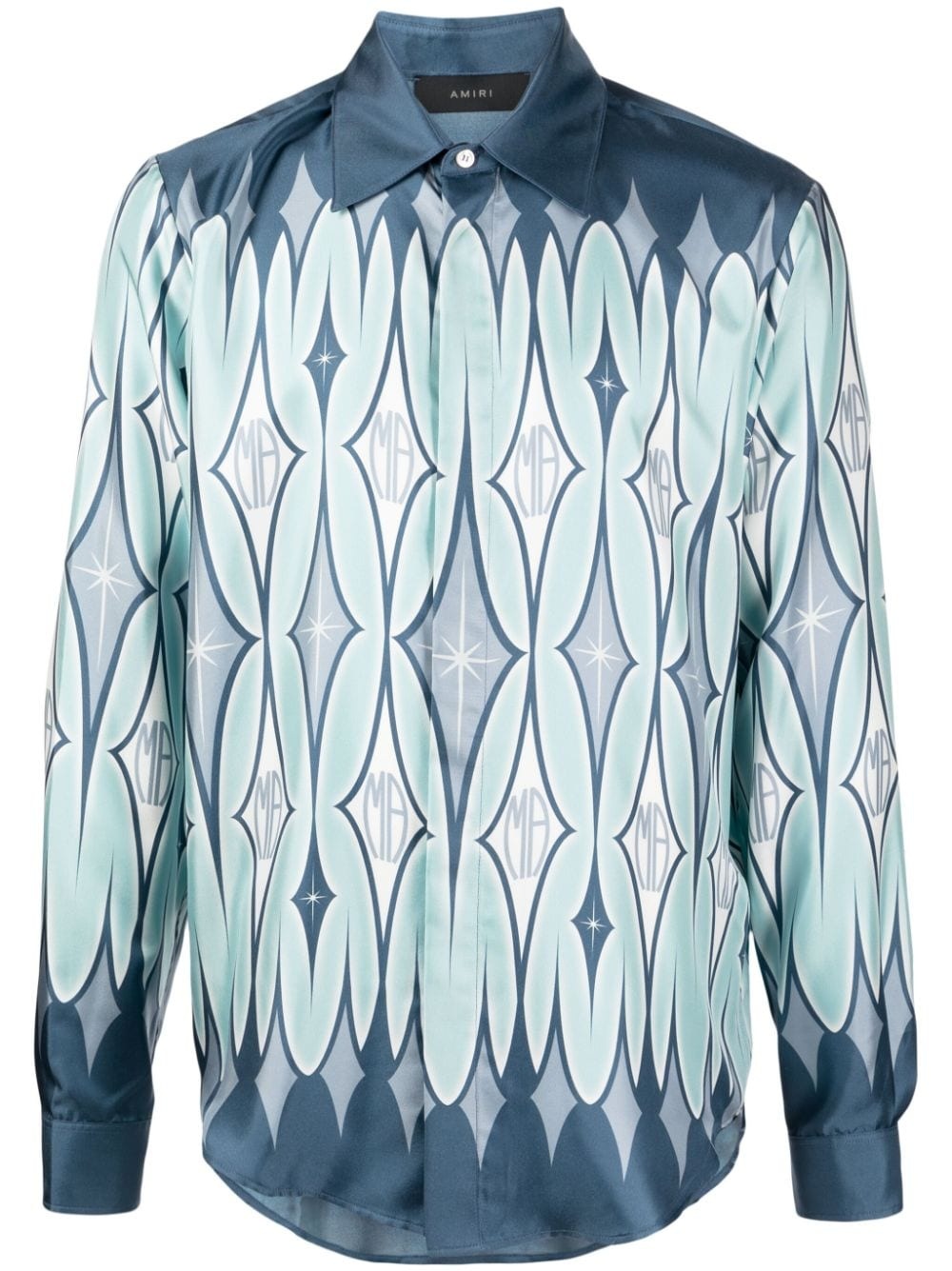 argyle-print silk shirt - 1