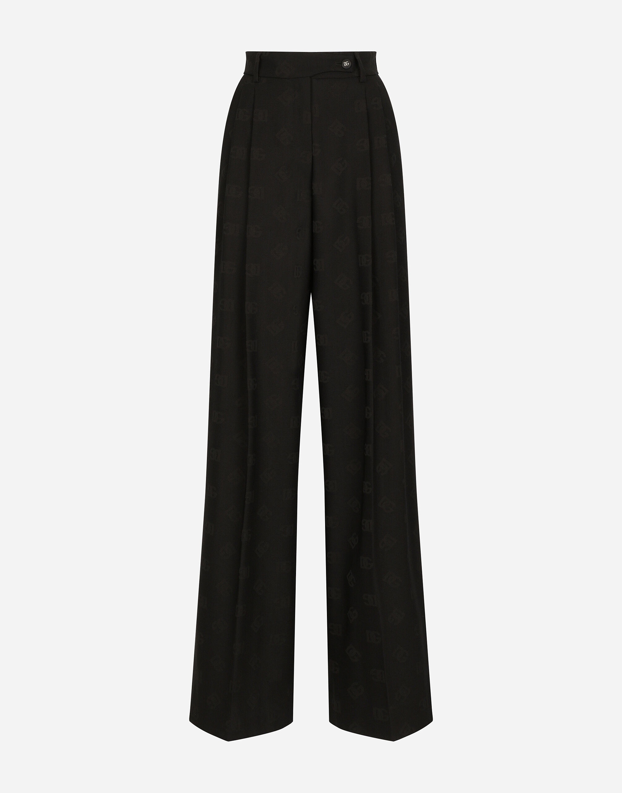 Flared wool jacquard pants with DG logo - 1