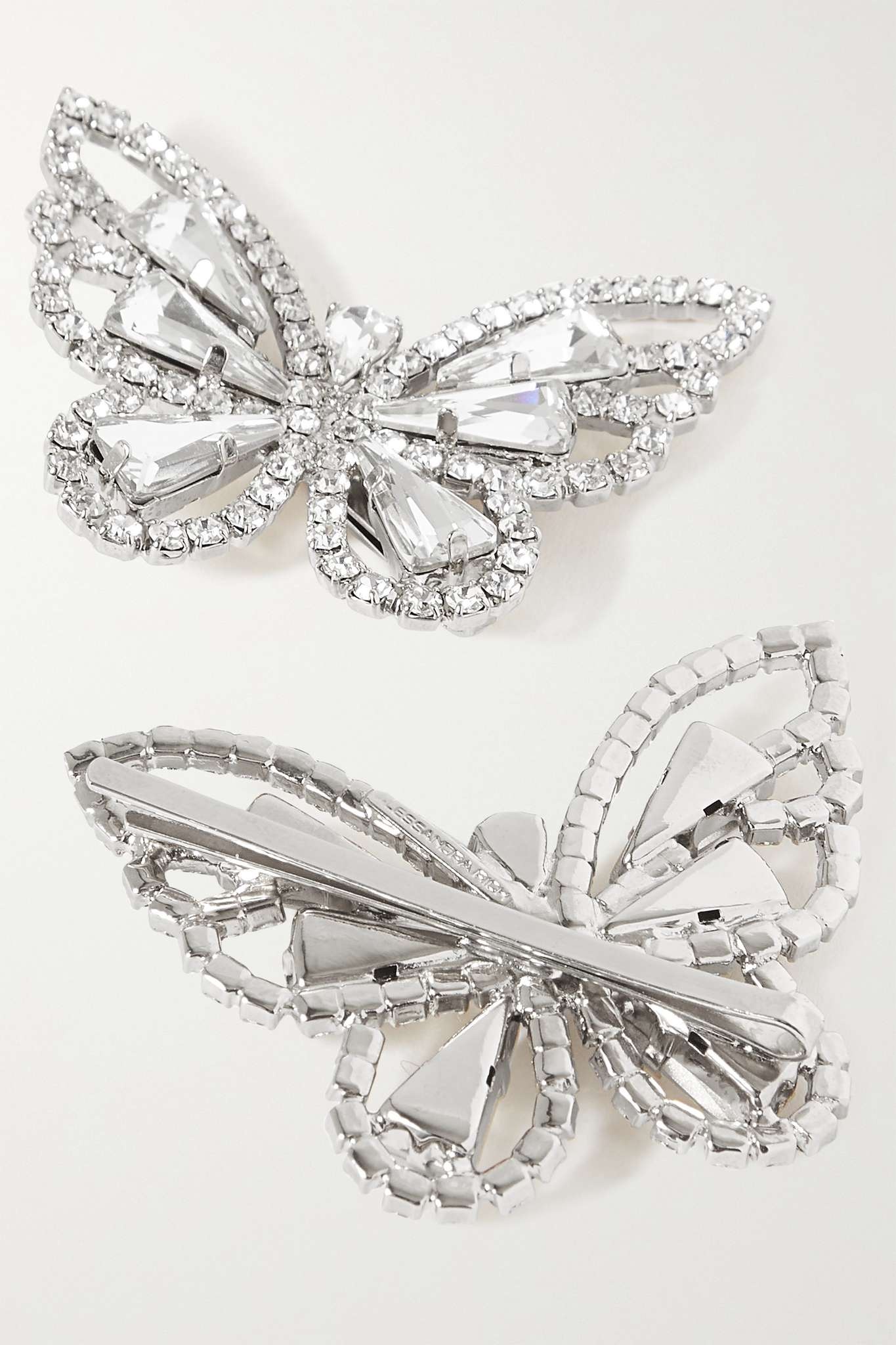 Set of two silver-tone crystal hair slides - 3