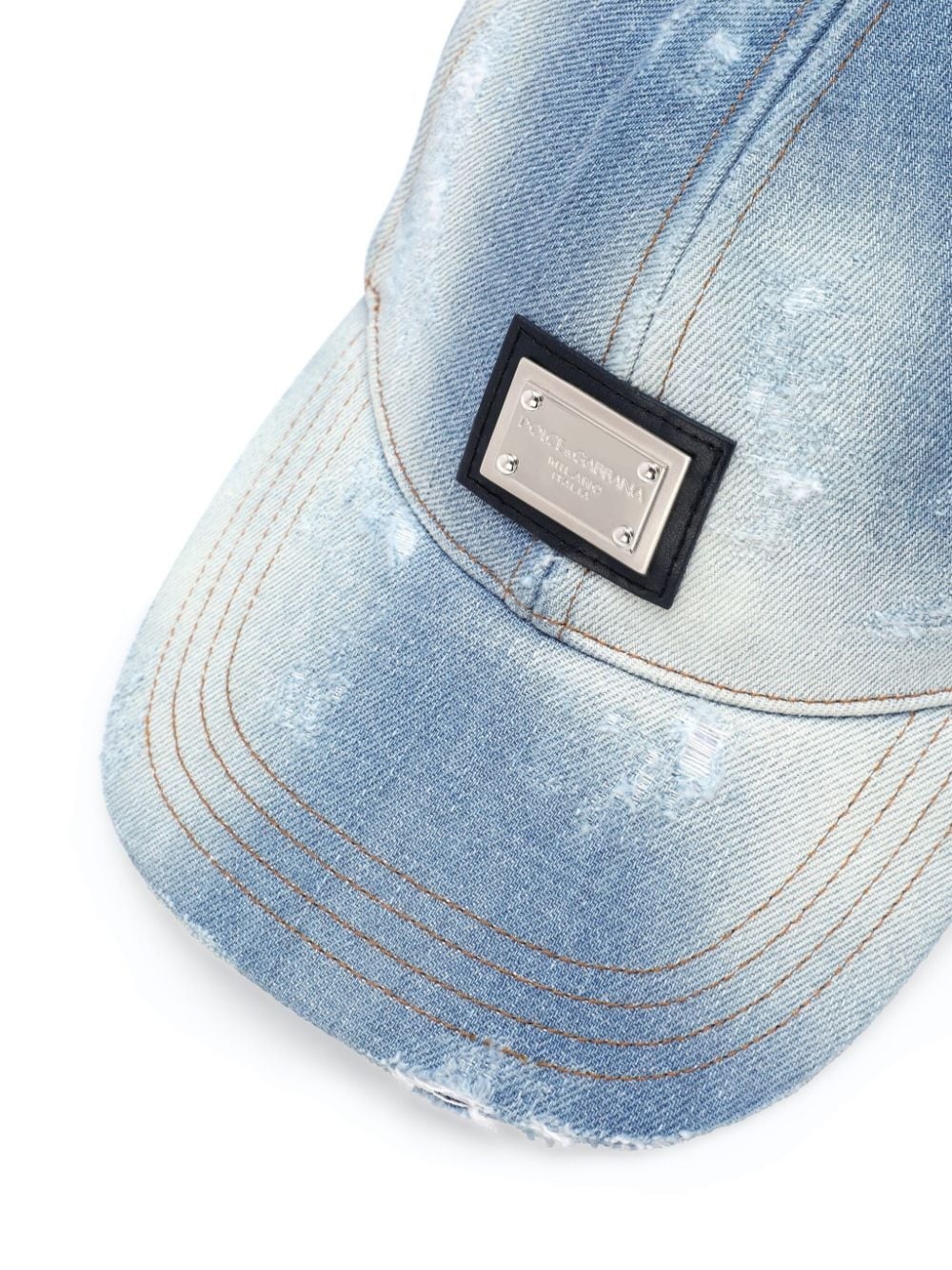 logo-plaque distressed baseball cap - 3