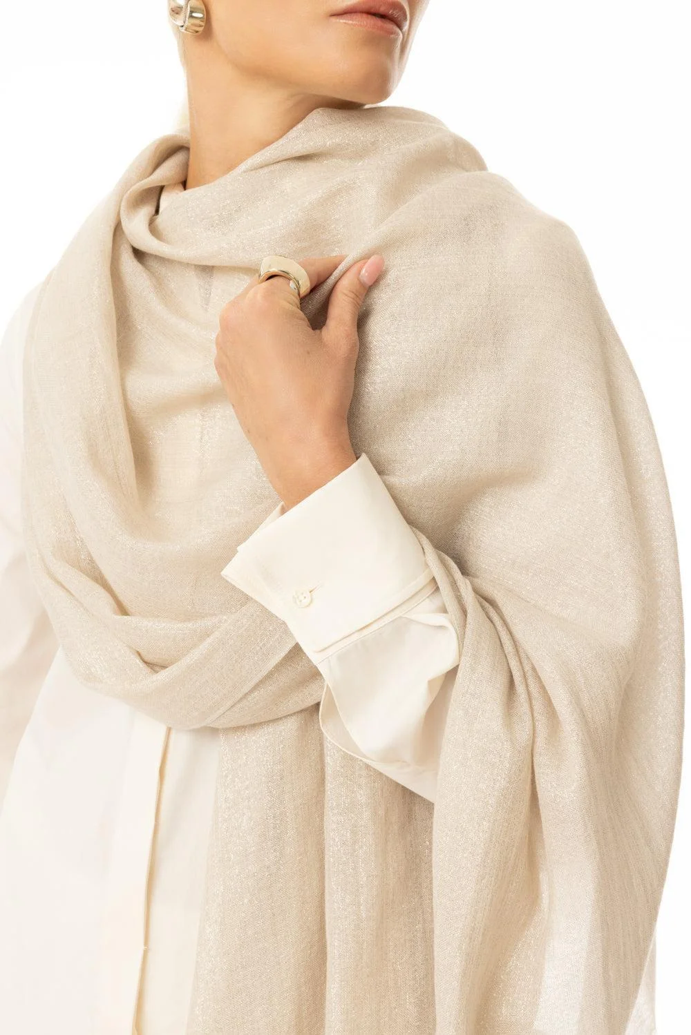 Lurex Scarf - Rustic Beige - 1