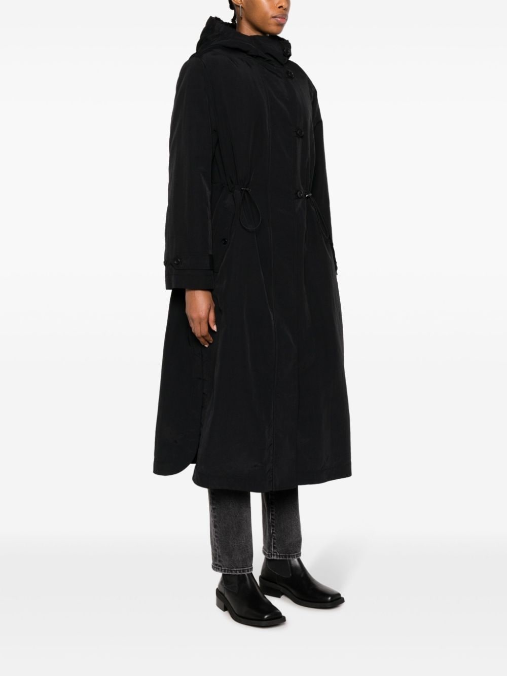 hooded single-breasted coat - 3