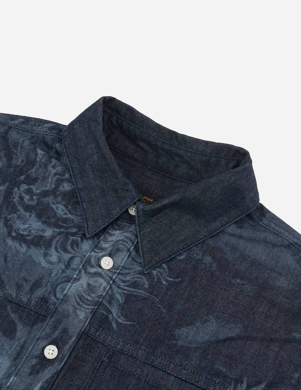 Hakutaku Laser Printed Relax Fit Denim shirt - 6