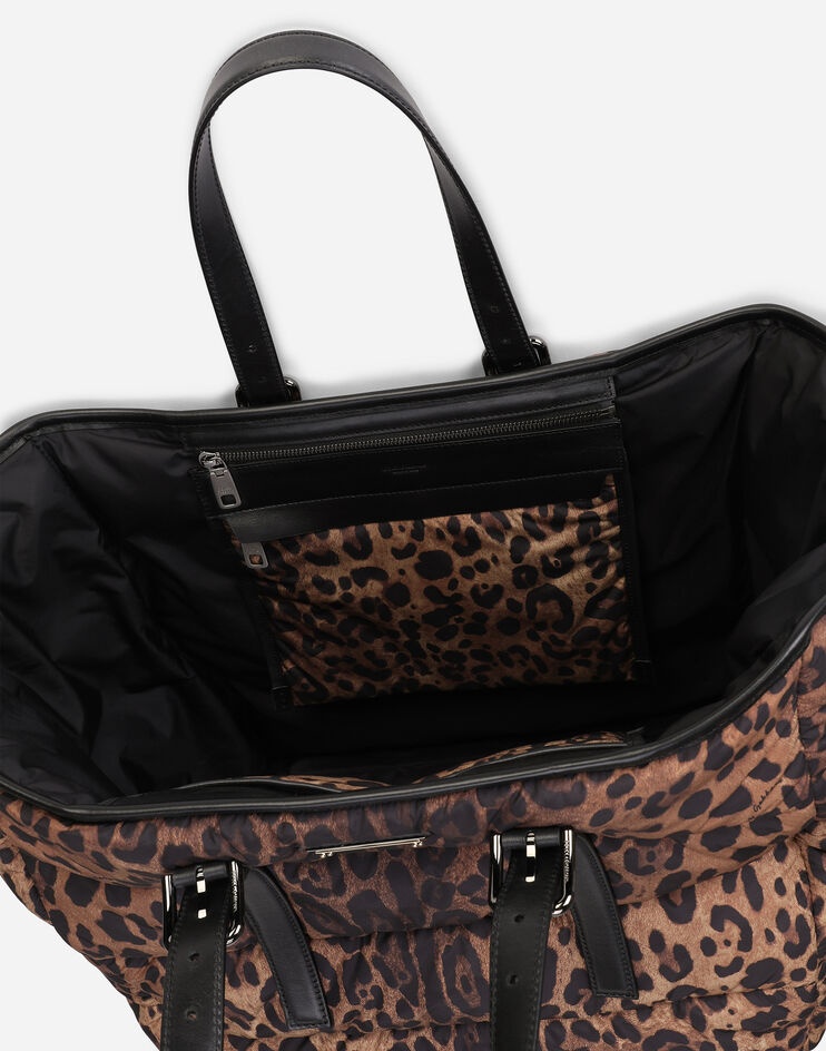 Leopard-print Sicily shopper in quilted nylon - 4