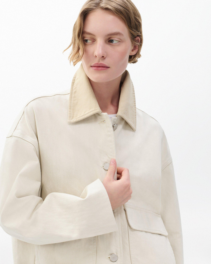 Natalia Denim Jacket Lightweight Rigid in Two-Tone Stone 6