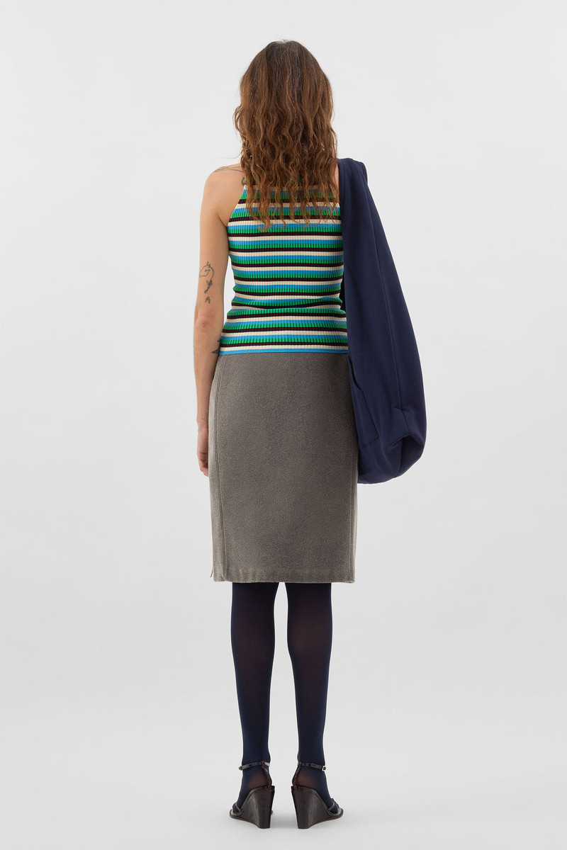 HIGHNECK KNIT TANK TOP / electric green stripes 6