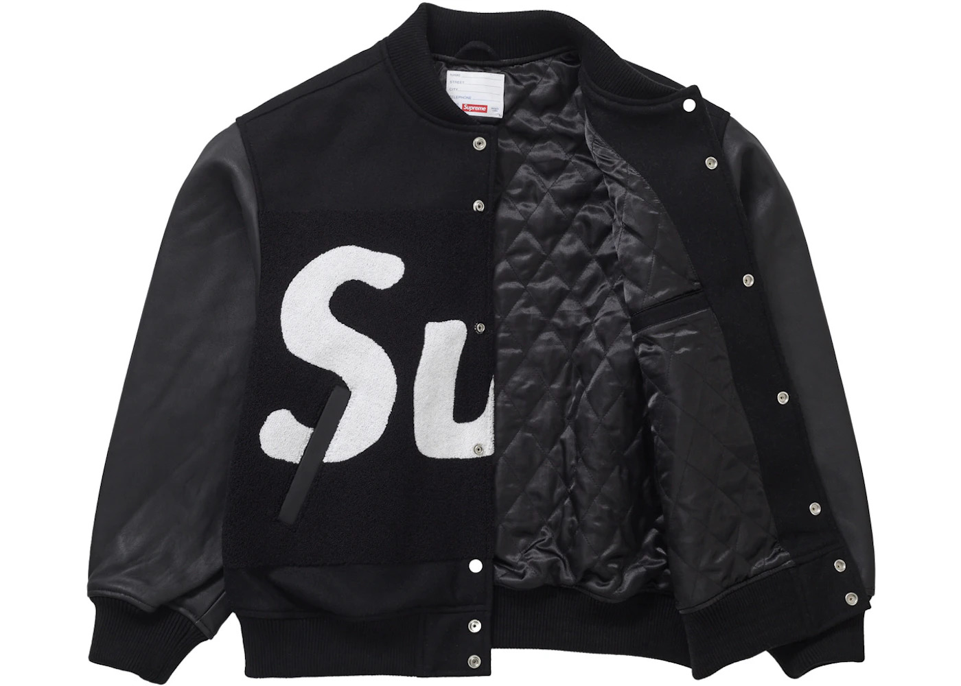 Supreme Big Logo Chenille Varsity Jacket Black - 2