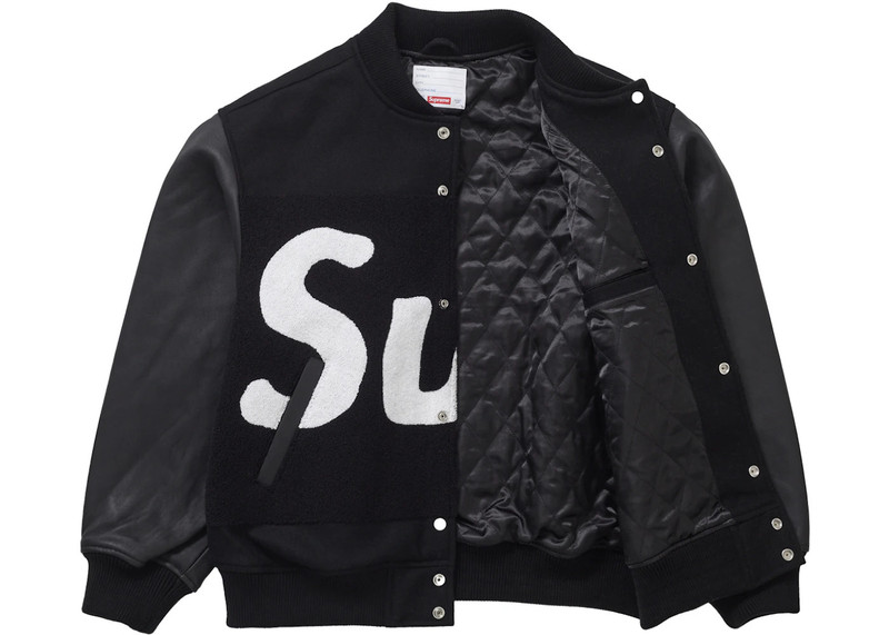 Supreme Supreme Big Logo Chenille Varsity Jacket Black outlook