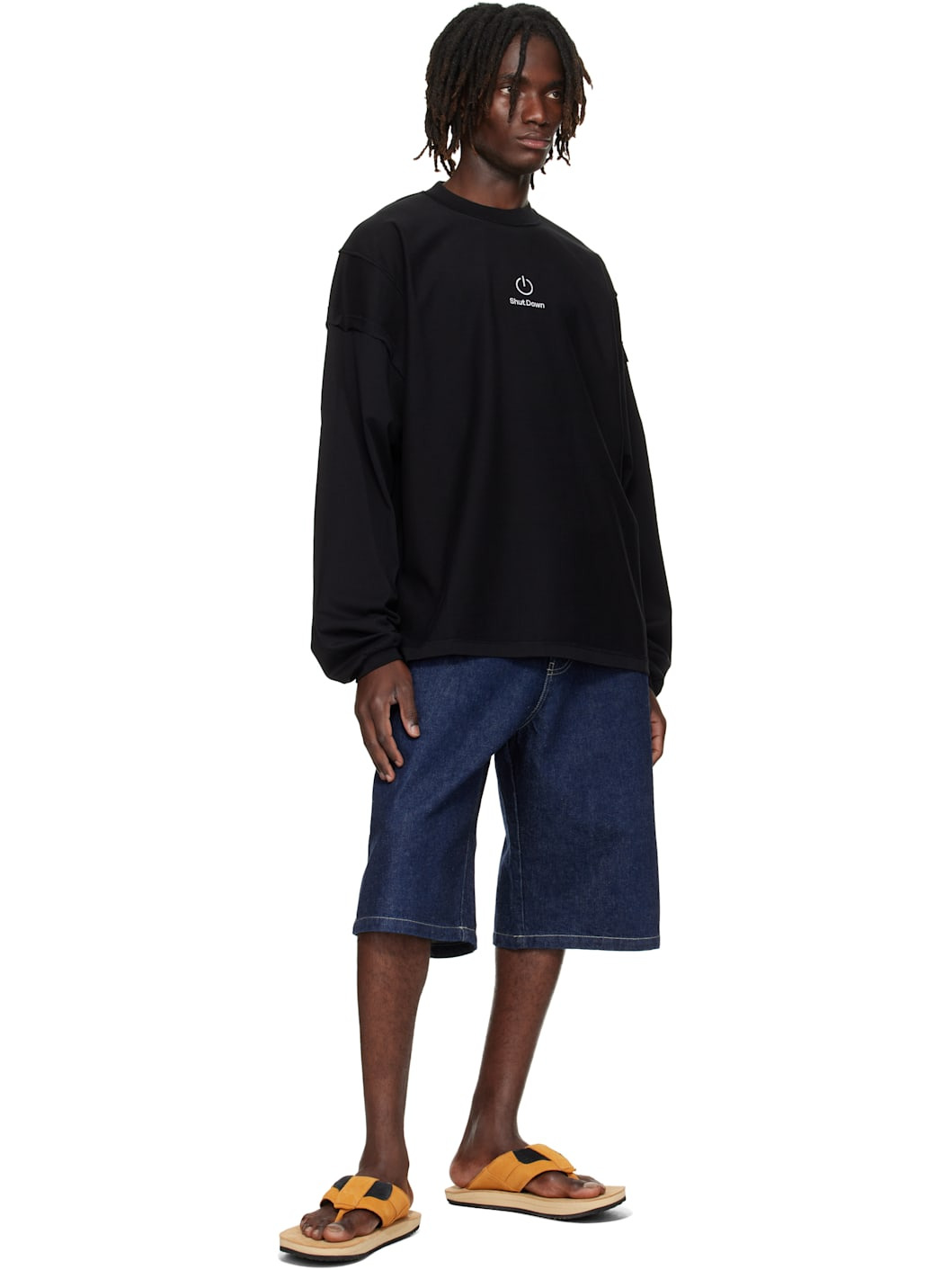 Black 'Shut Down' Embroidered Longsleeve Sweatshirt - 4