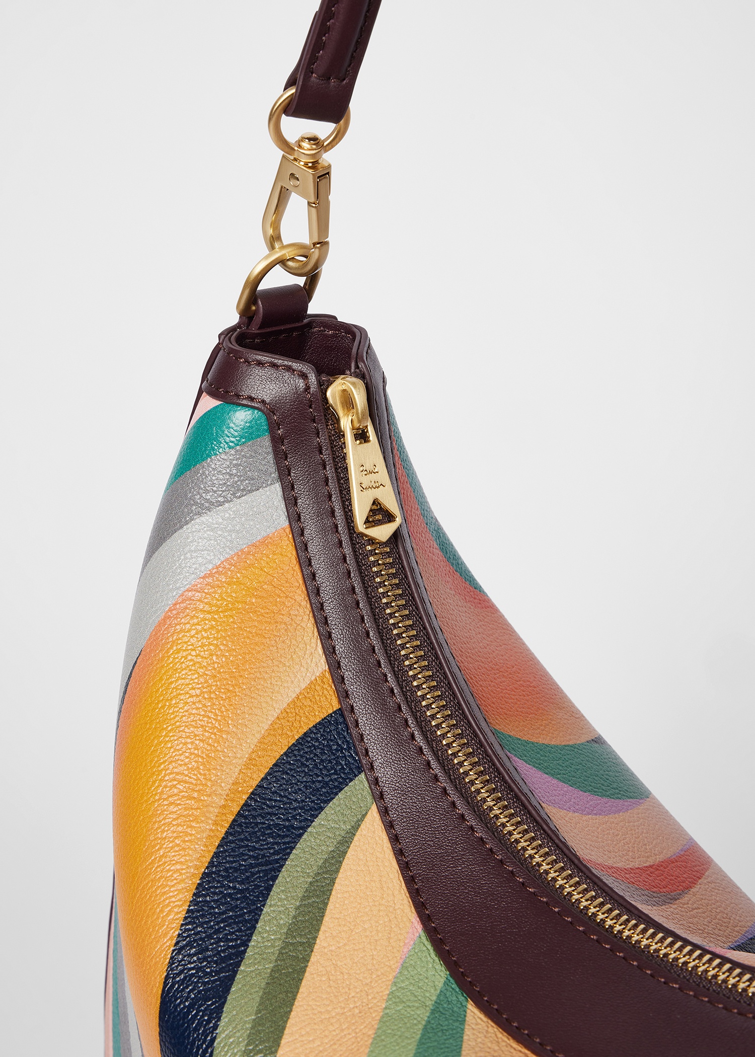 Women's 'Dusky Swirl' Leather Medium Round Hobo Bag - 4