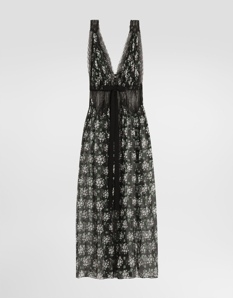 Geranium bouquets-print chiffon dressing gown 1