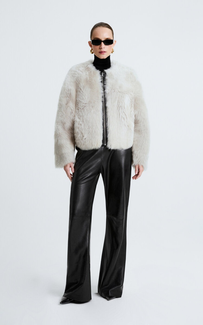 NOUR HAMMOUR Dianne Lambskin Shearling Jacket light grey outlook