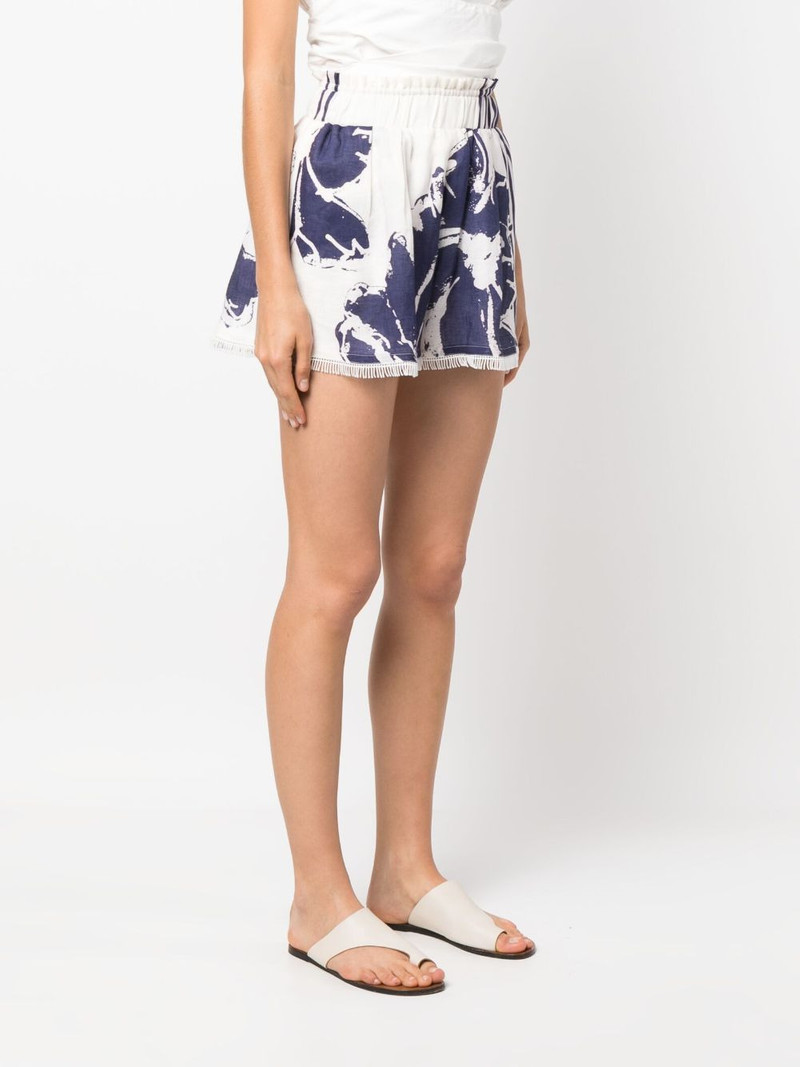 floral-print striped cotton shorts 3