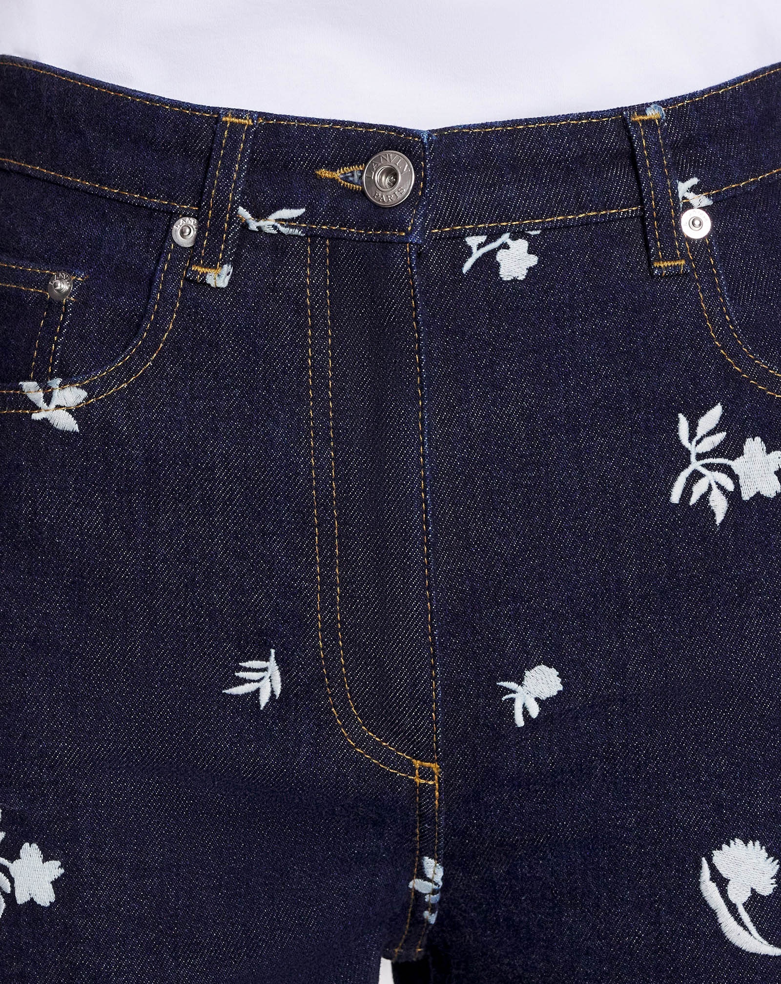 WIDE-LEG PANTS IN EMBROIDERED TWISTED DENIM - 5