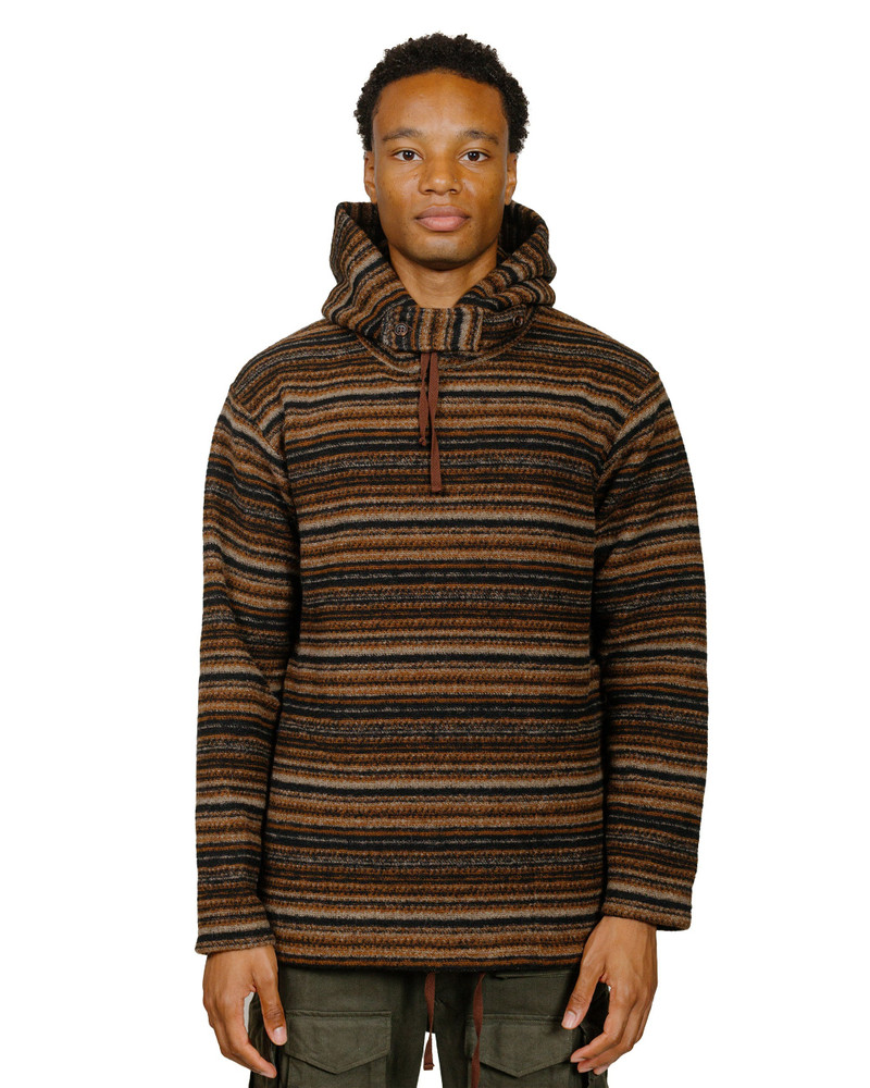 Engineered Garments Long Sleeve Hoody Brown Fair Isle Stripe Knit Sweater outlook