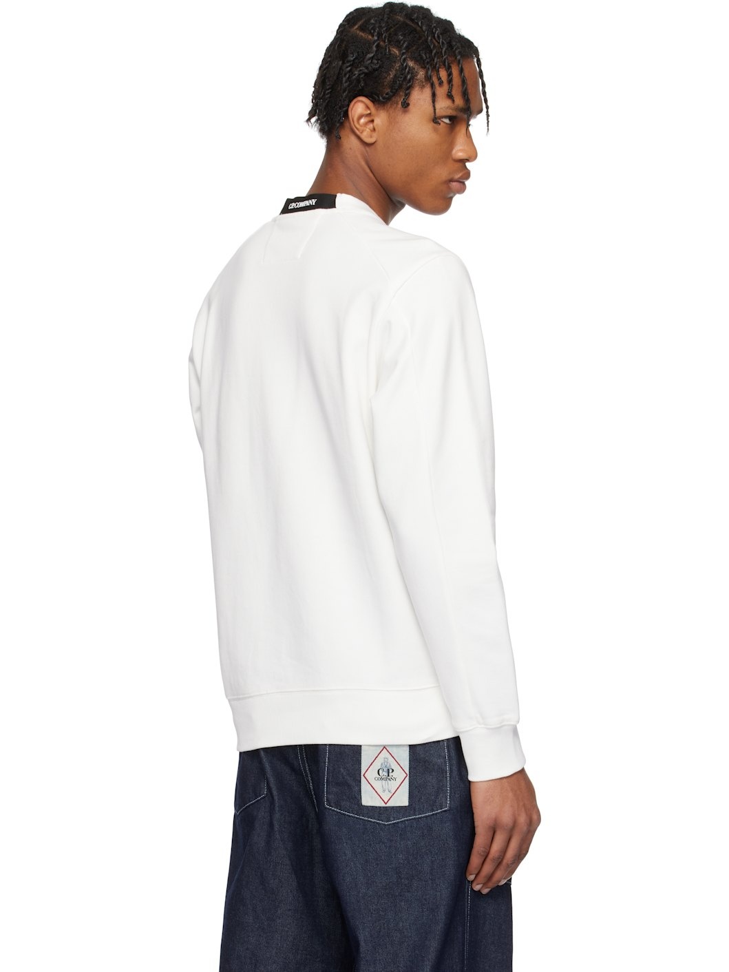 C. P. Company Off-White Diagonal Raised Fleece Crewneck Lens Sweatshirt - 3