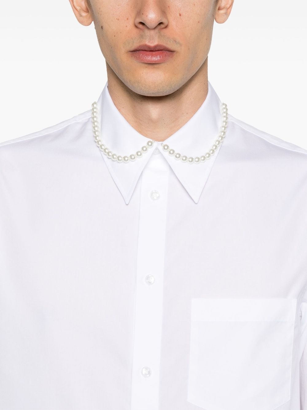 faux-pearl-embellishment shirt - 5