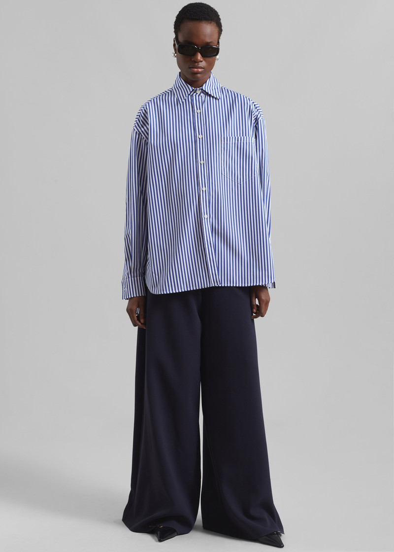 Georgia Boxy Shirt - White/Blue Stripe 10