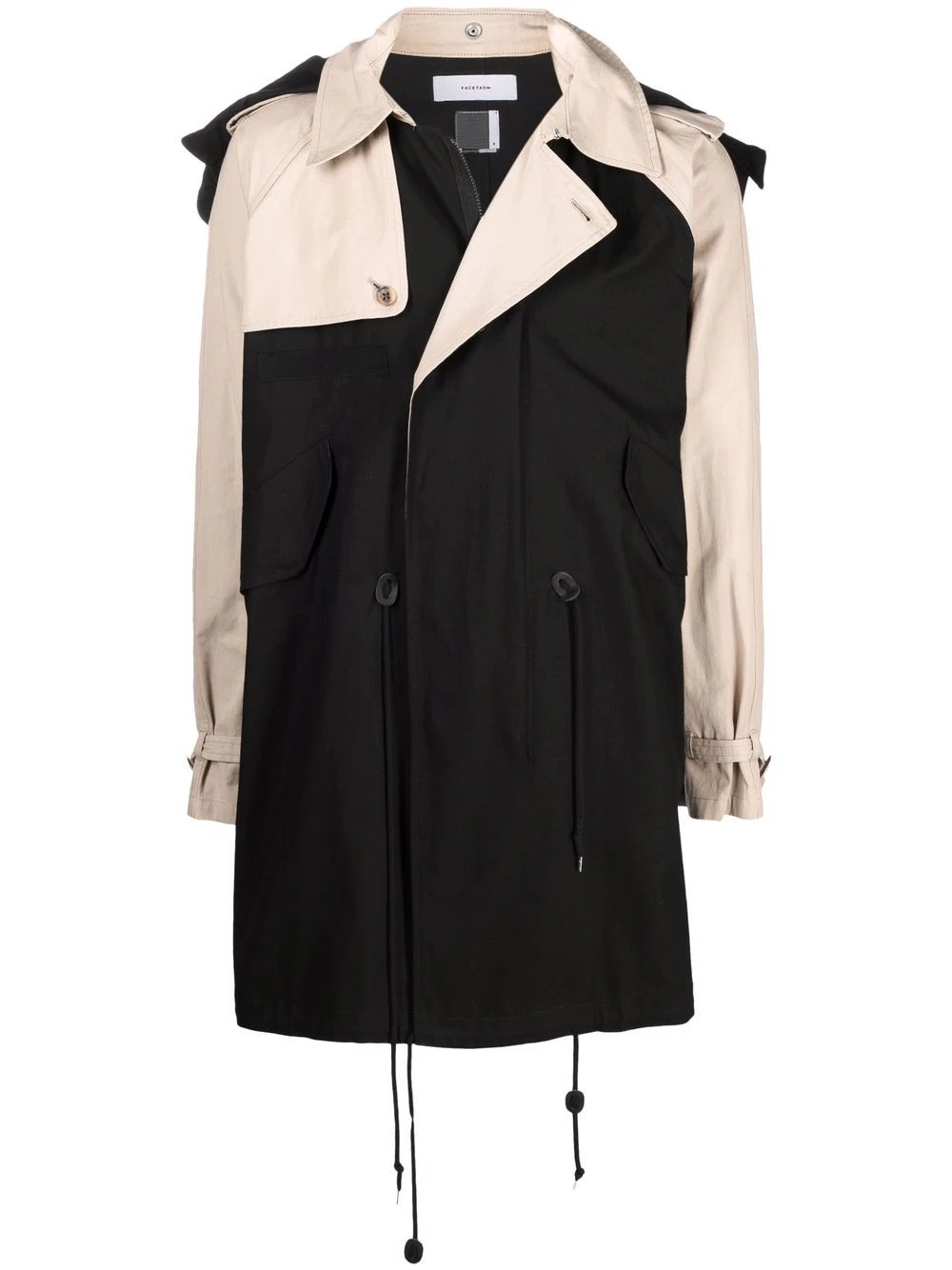 contrast-panel trench coat - 1