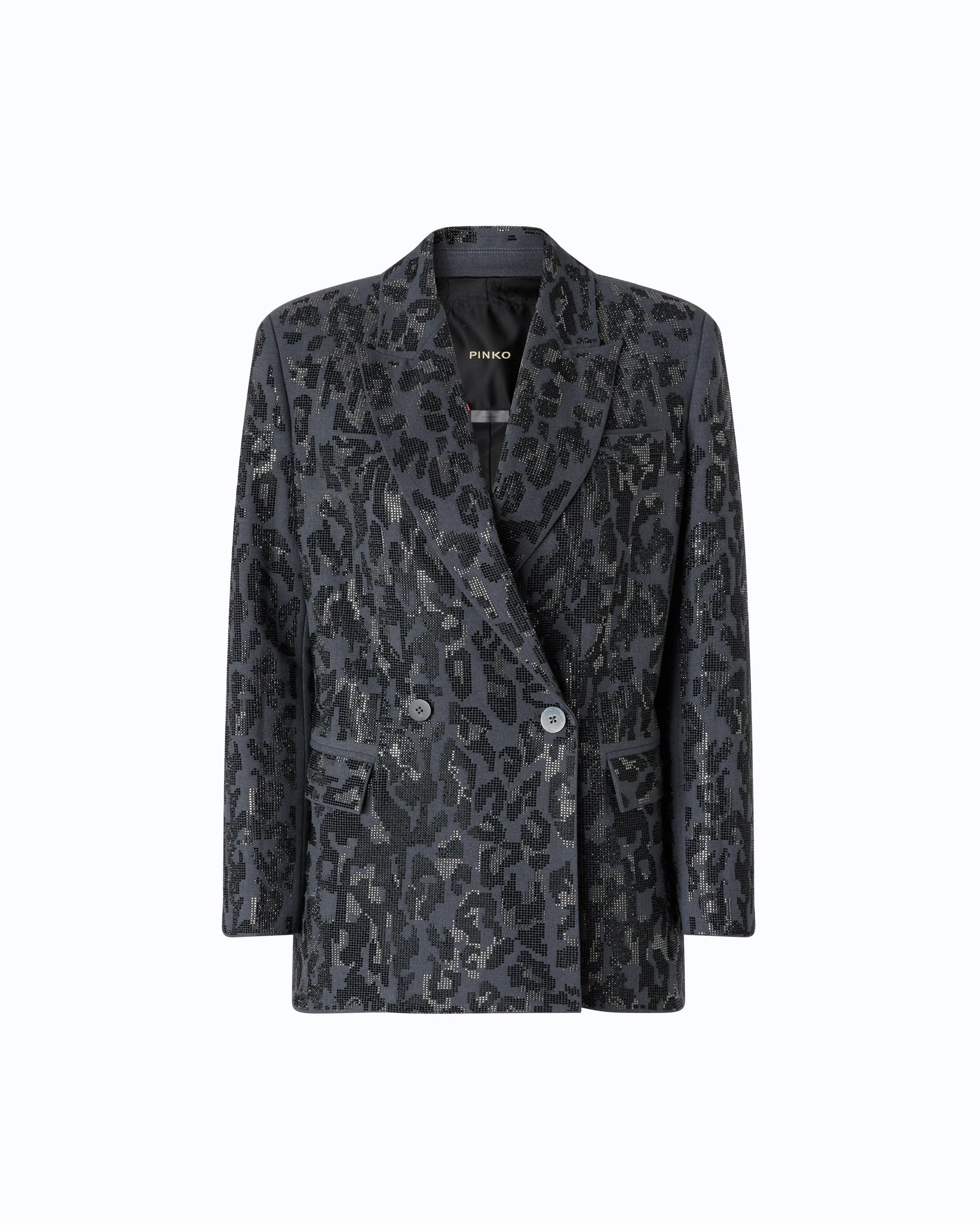 DOUBLE-BREASTED JACKET WITH RHINESTONES AND JAGUAR MOTIF - 1