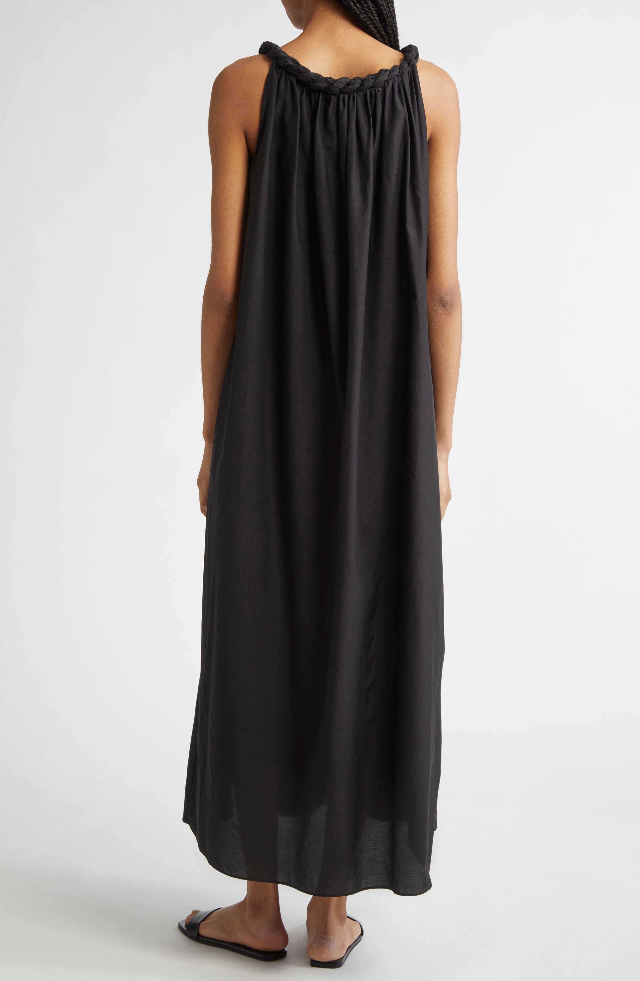 LOULOU DE SAISON Kika Gathered Cotton & Silk Voile Maxi Dress in Black at Nordstrom - 2