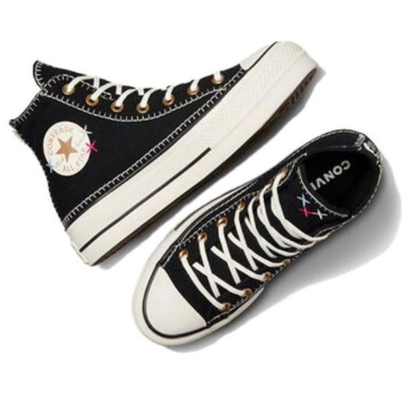 Converse (WMNS) Converse Chuck Taylor All Star Lift Crafted Stitching Platform 'Black White' A08731C outlook