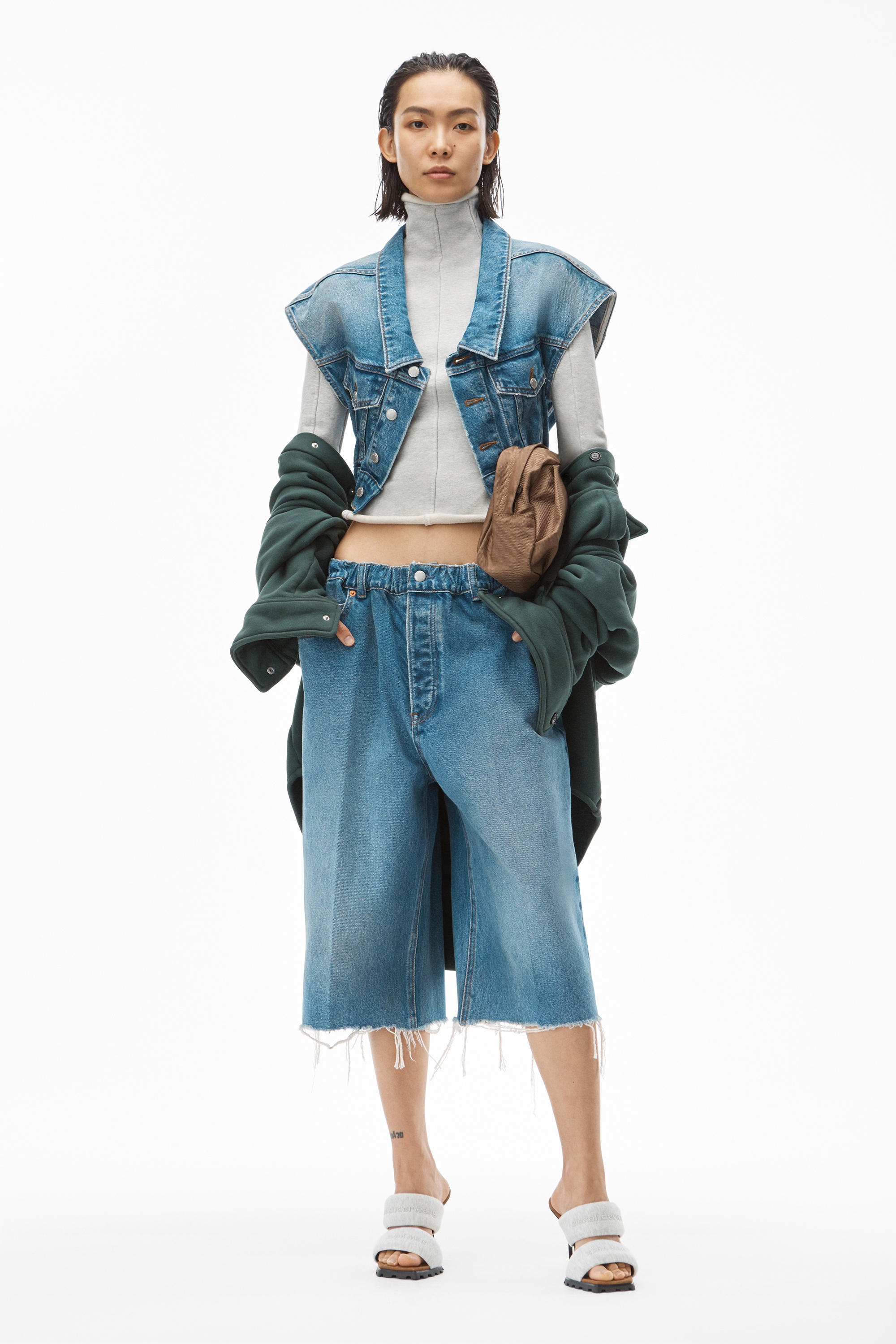 RUCHED WAIST VEST IN DENIM - 2