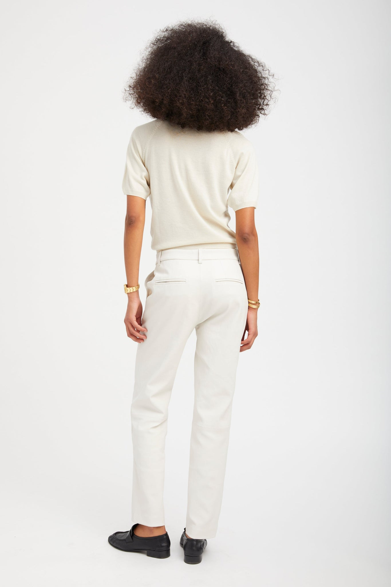 SHELL LEATHER SOPHIA CIGARETTE TROUSERS - 4