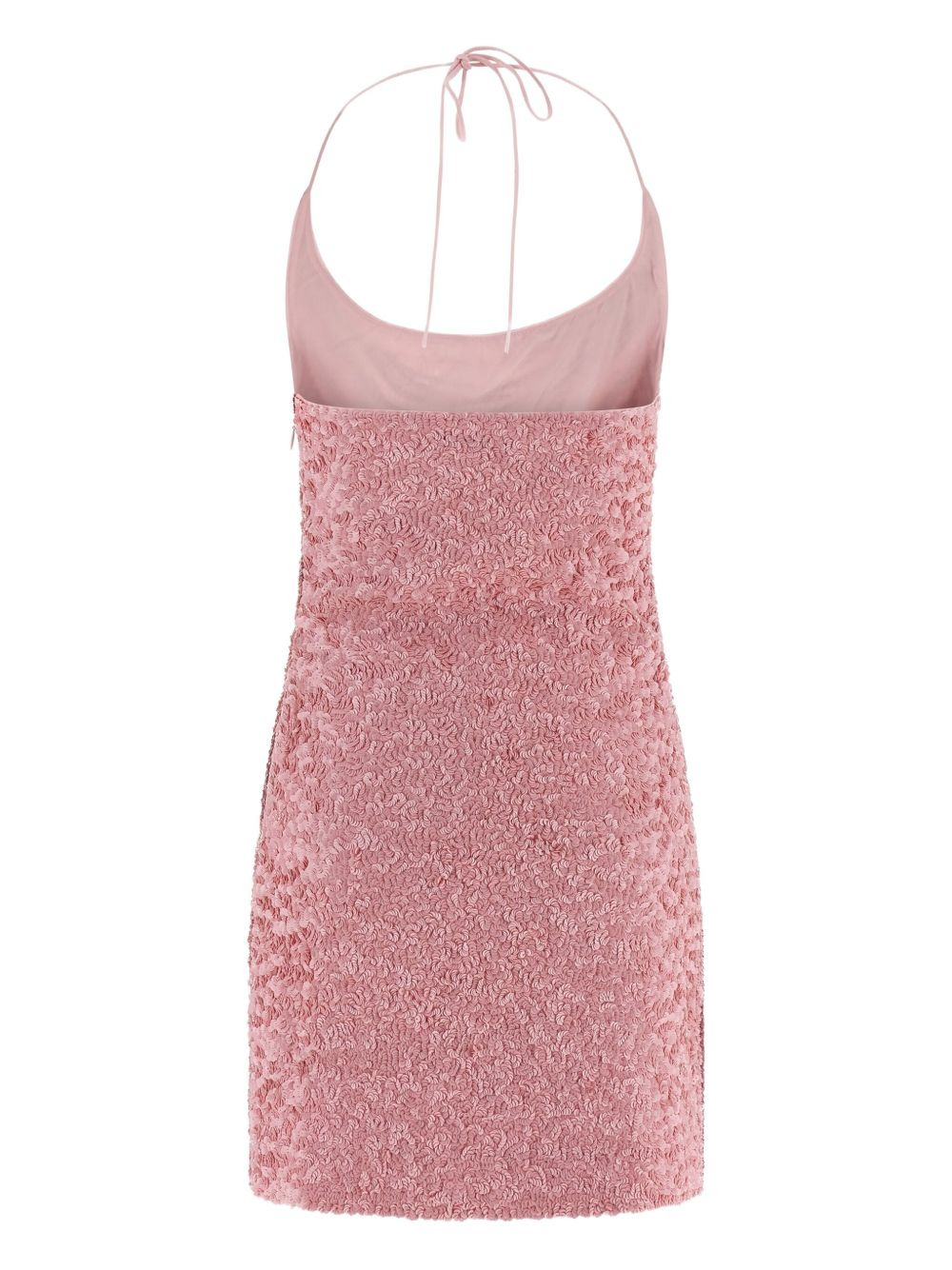 all-over sequin halter-neck mini dress - 2