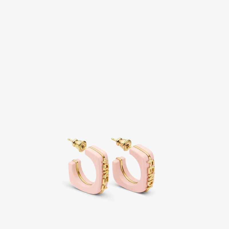 Fendigraphy Earrings Pastel pink and gold-colored metal earrings 1