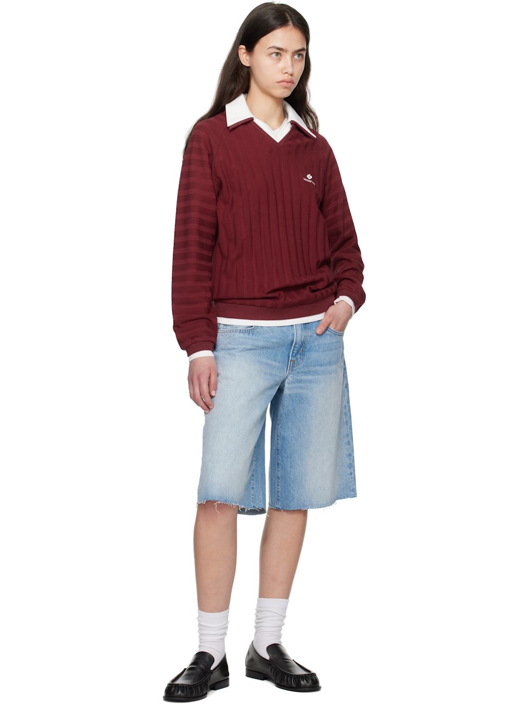 Blue Mica Denim Shorts - 4