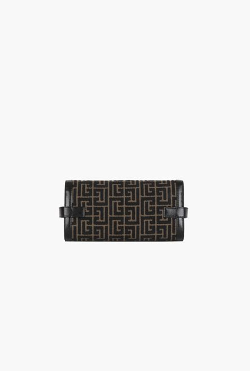 Bicolor khaki and black jacquard B-Buzz 23 clutch bag 3