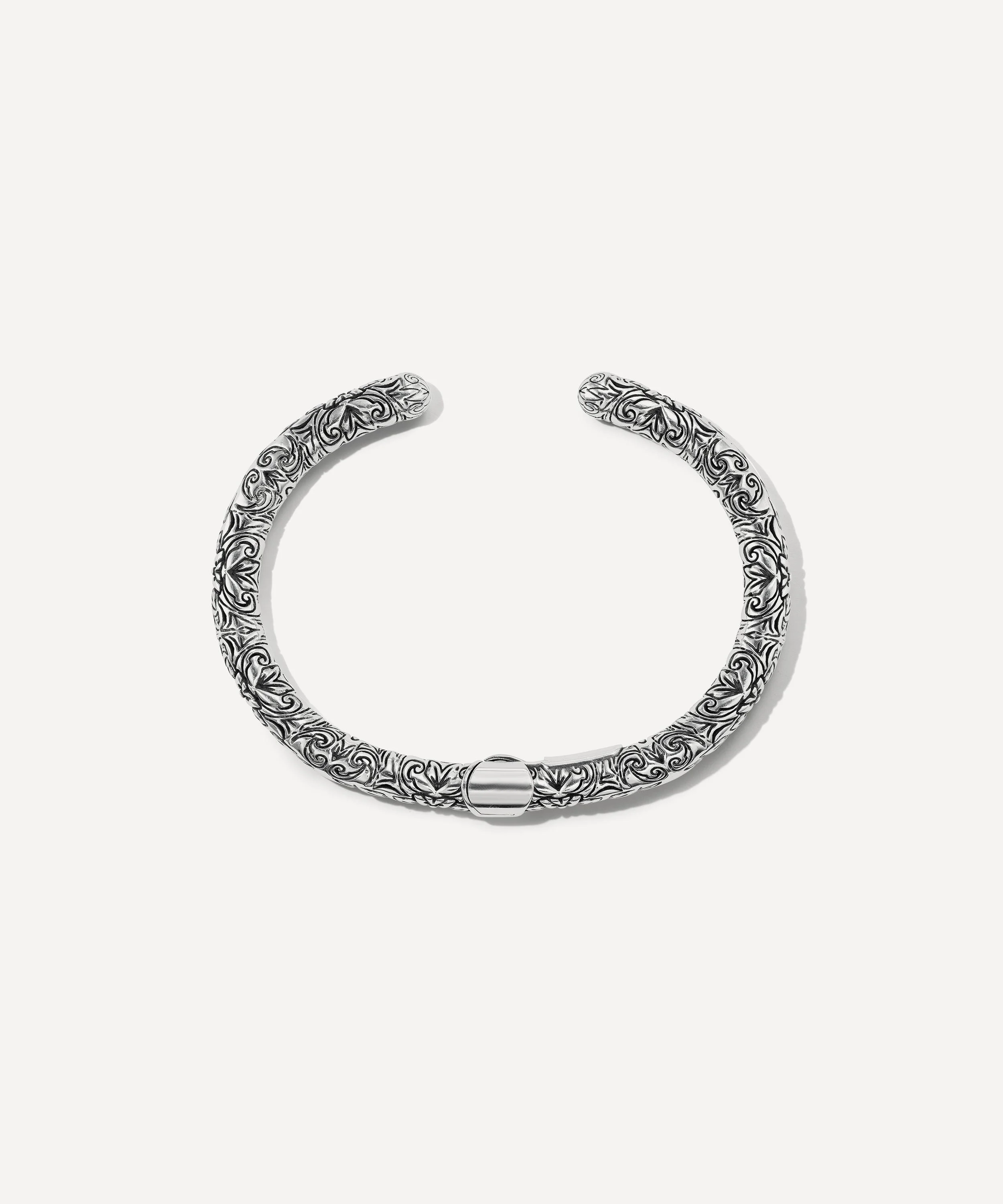 Sterling Silver Embossed Hinged Cuffling Bracelet - 1