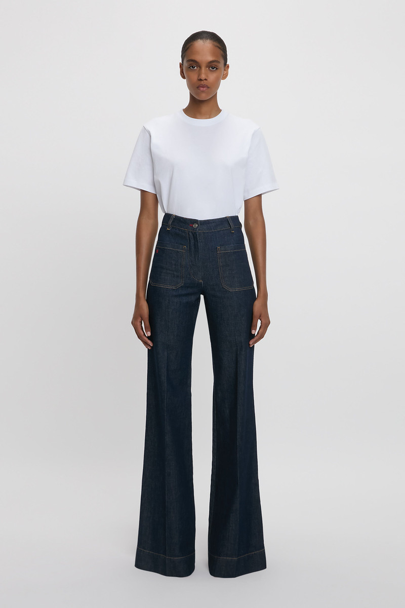 Victoria Beckham Alina High Waisted Stretch Jean In Indigo Rinse outlook