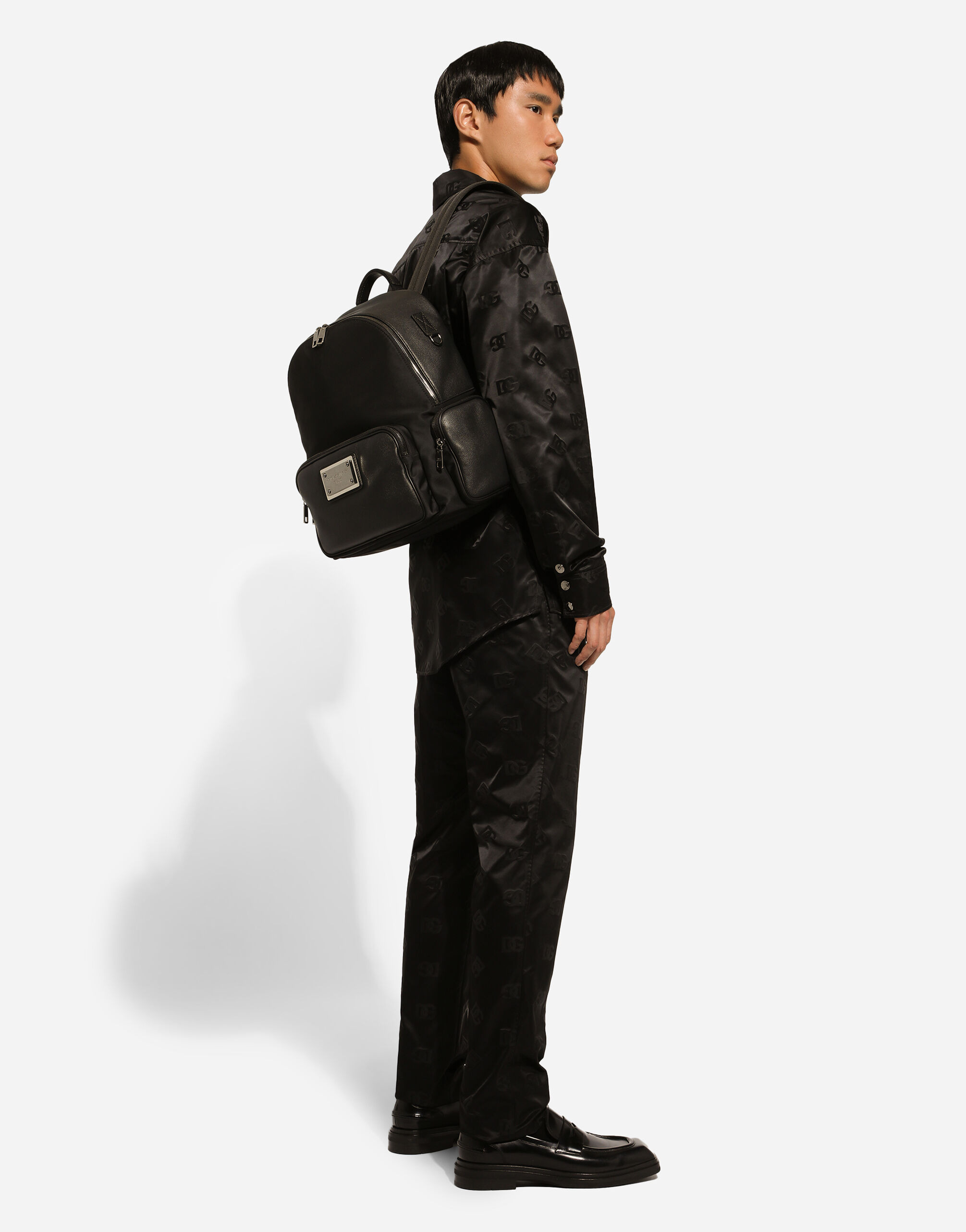 Grainy calfskin and nylon backpack - 2
