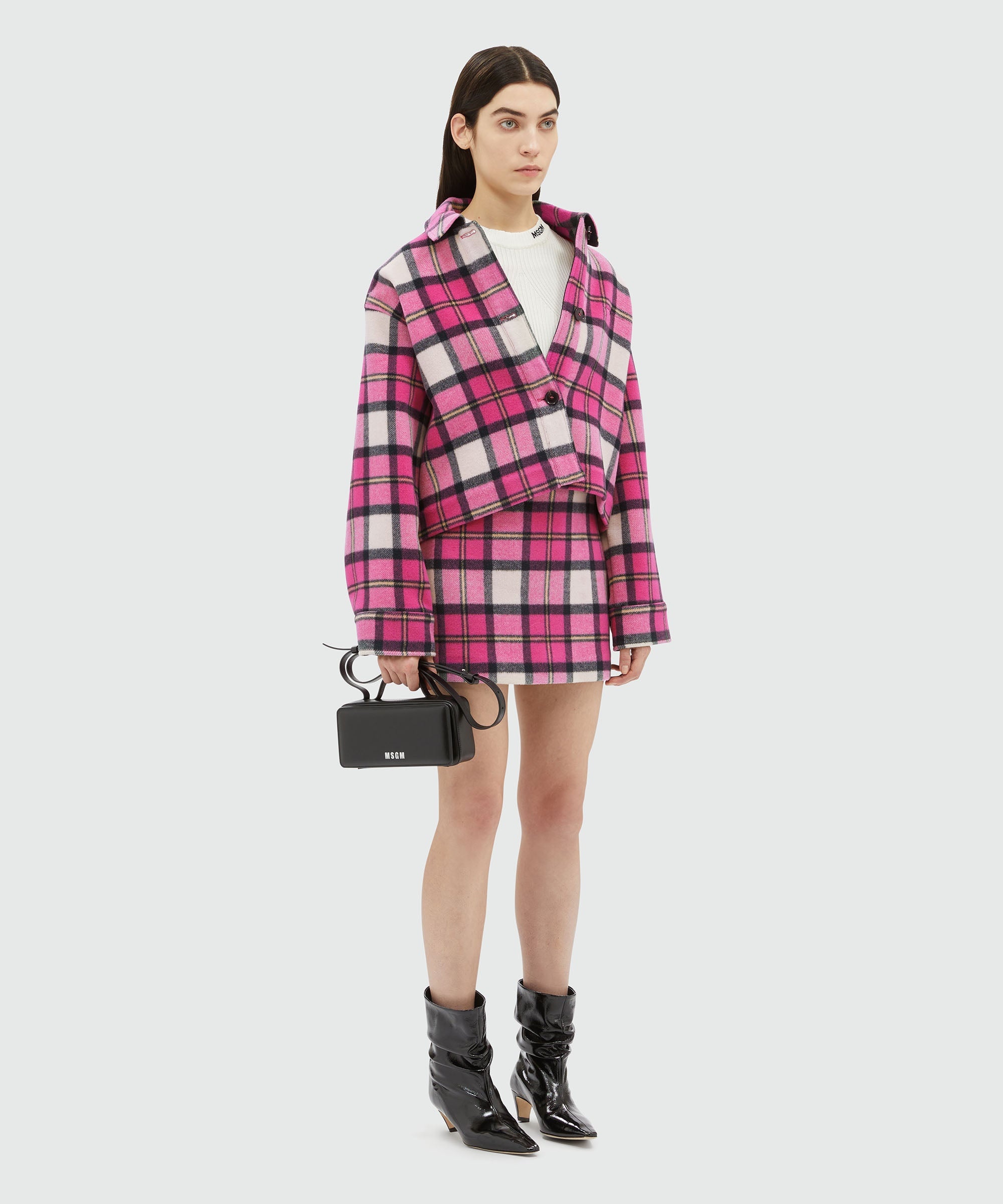 Maxi check woolen cloth miniskirt - 4