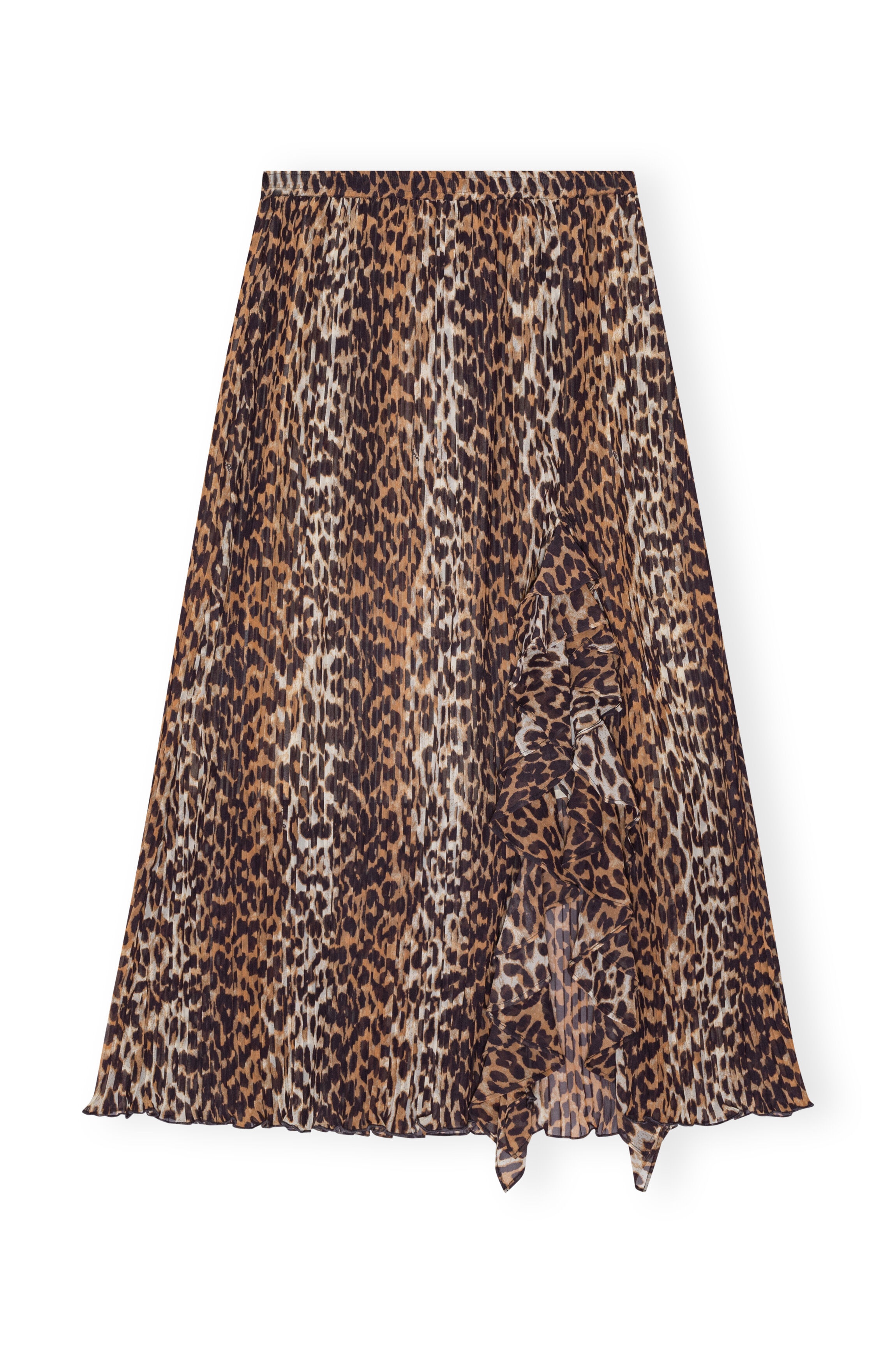 LEOPARD PLEATED GEORGETTE MIDI FLOUNCE SKIRT - 5