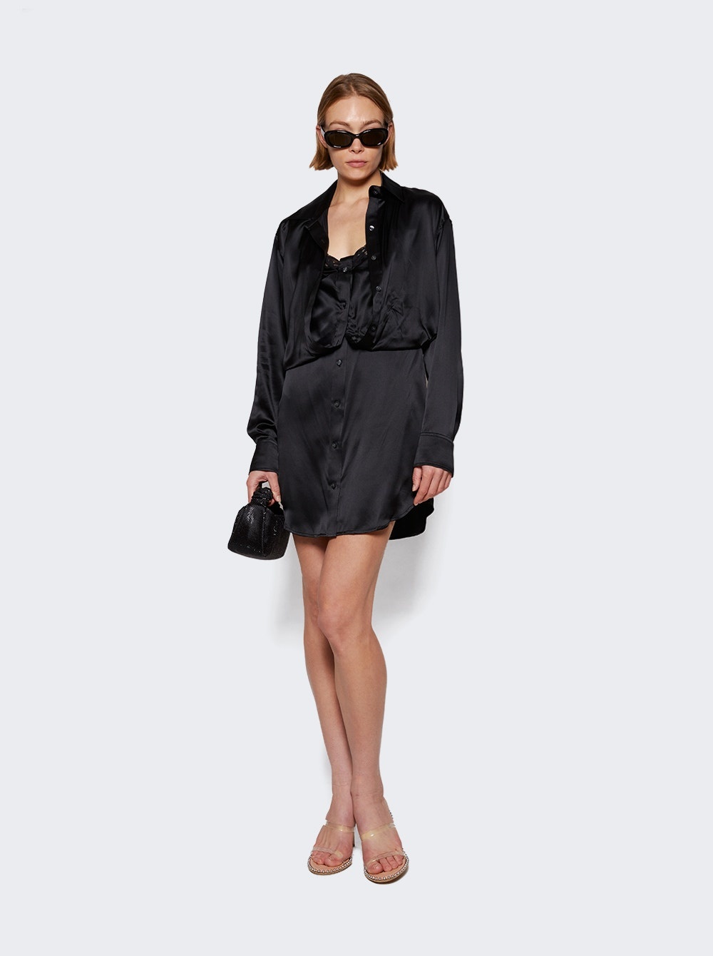 Button Down Dress With Integrated Dress Black - 2