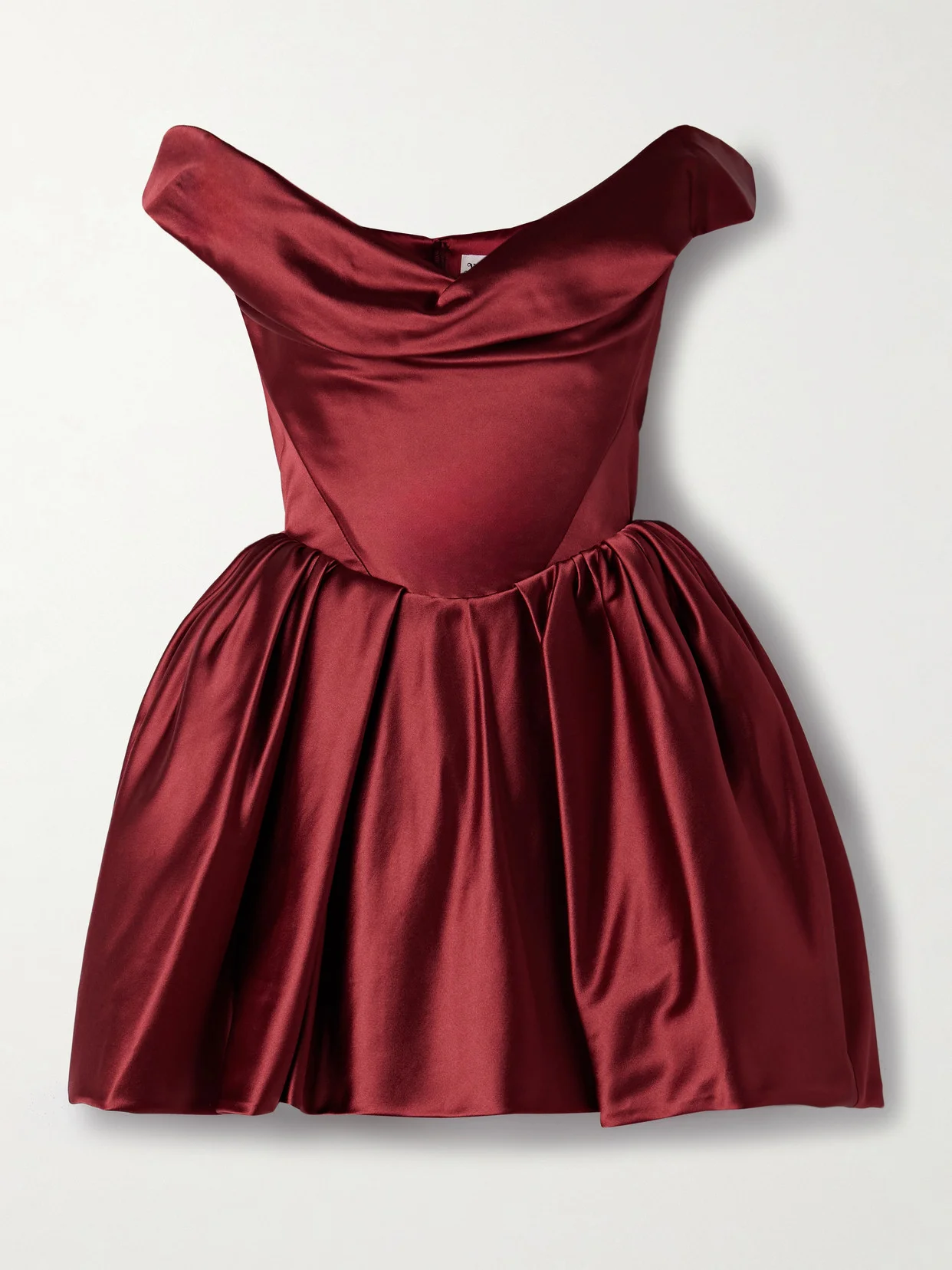 Bagatelle Off-the-shoulder Gathered Duchesse-satin Mini Dress - 1