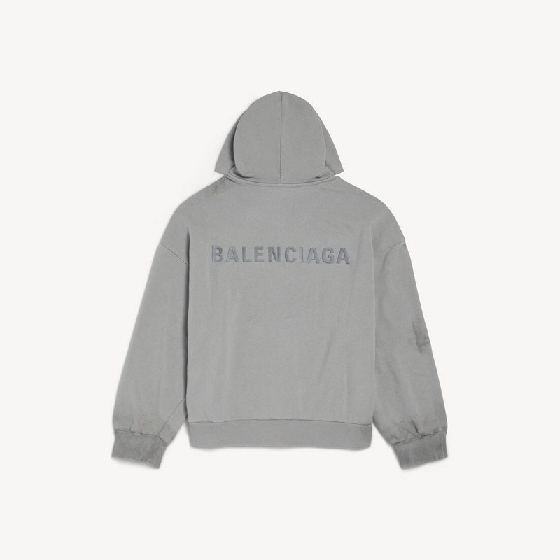 BALENCIAGA Men's Balenciaga Back Zip-up Hoodie Regular Fit in Balenciaga Grey outlook